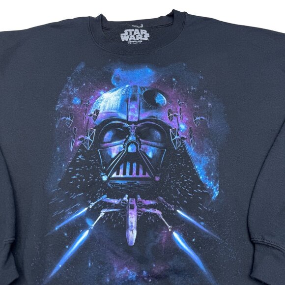 Star Wars Darth Vader Space Sublimation Men's Black Crew Neck Sweatshirt, Sz 2XL - Picture 3 of 6